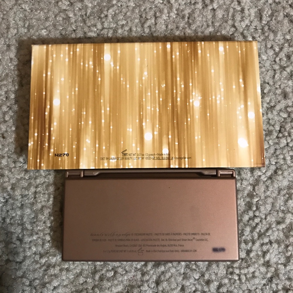 naked two eyeshadow and laura geller highlighter